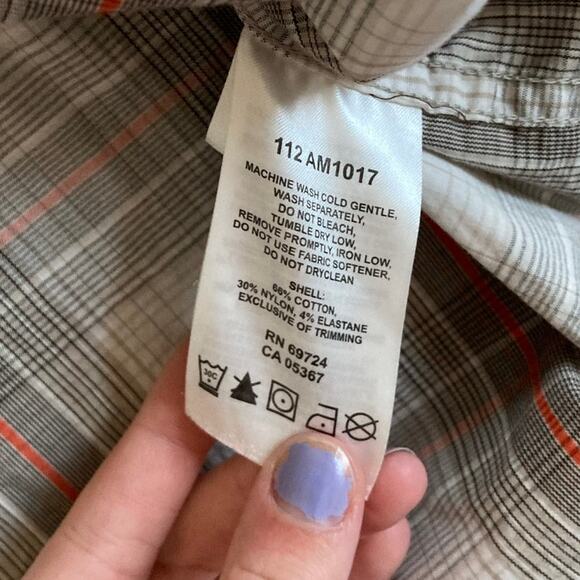 Columbia Button Shirt Large Plaid Short Sleeve Omni Wick Brown White Performance - Picture 6 of 12